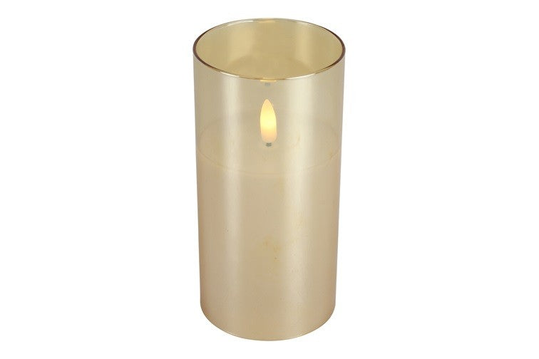 LED kaars in glas goud - 15 cm hoog (Countryfield)