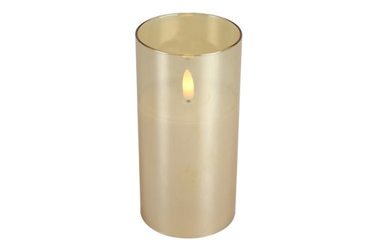 LED kaars in glas goud - 15 cm hoog (Countryfield)