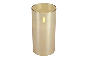 LED kaars in glas goud - 15 cm hoog (Countryfield)