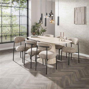 Eettafel Centro deens ovaal 180x90 cm / Keramiek travertin