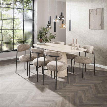 Eettafel Centro deens ovaal 180x90 cm / Keramiek travertin