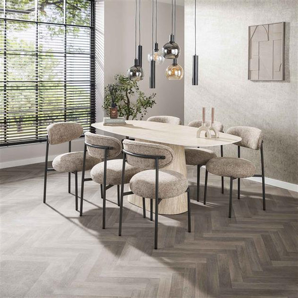Eettafel Centro deens ovaal 180x90 cm / Keramiek travertin