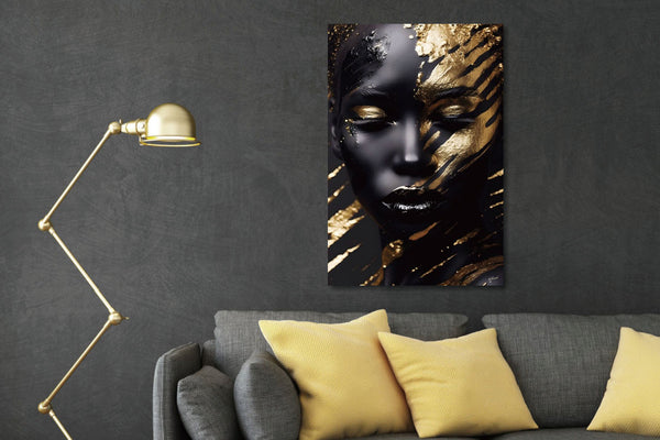 Glasschilderij vrouw goud 80x120 cm