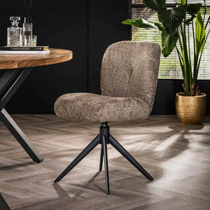 Eetkamerstoel comfort draaibaar.  Boucle taupe (Magazijn sale)
