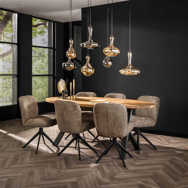 Eetkamerstoel comfort draaibaar.  Boucle taupe (Magazijn sale)