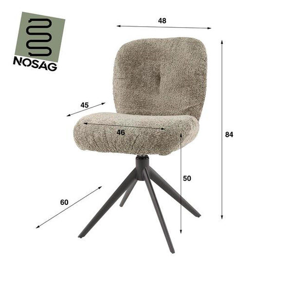 Eetkamerstoel comfort draaibaar.  Boucle taupe (Magazijn sale)