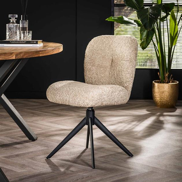 Stoel comfort draaibaar -  Boucle zandkleur