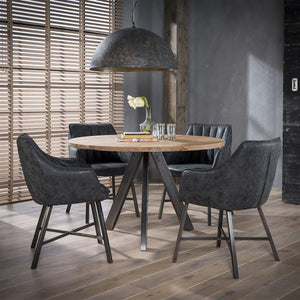 Eetkamerstoel Striped met armleuning kunstleer antraciet RVS poten