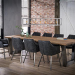 Eetkamerstoel Striped met armleuning kunstleer antraciet RVS poten
