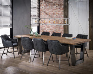 Eetkamerstoel Striped met armleuning kunstleer antraciet RVS poten