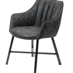 Eetkamerstoel Striped met armleuning kunstleer antraciet RVS poten