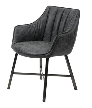 Eetkamerstoel Striped met armleuning kunstleer antraciet RVS poten
