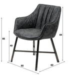 Eetkamerstoel Striped met armleuning kunstleer antraciet RVS poten