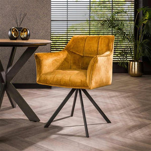 Armstoel raster draaibaar.  Goudkleurig velours (Magazijn sale)