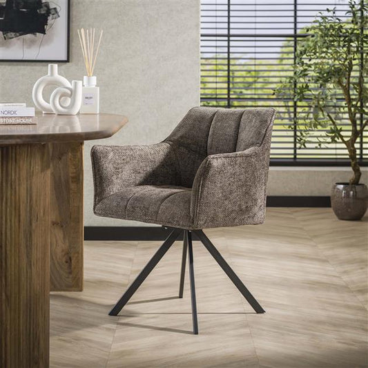 Armstoel raster draaibaar. Rich taupe stof