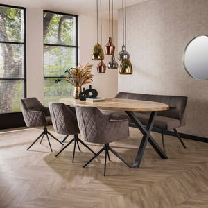 Eetkamerbank Pull velours - 188 cm - leverbaar in 2 kleuren