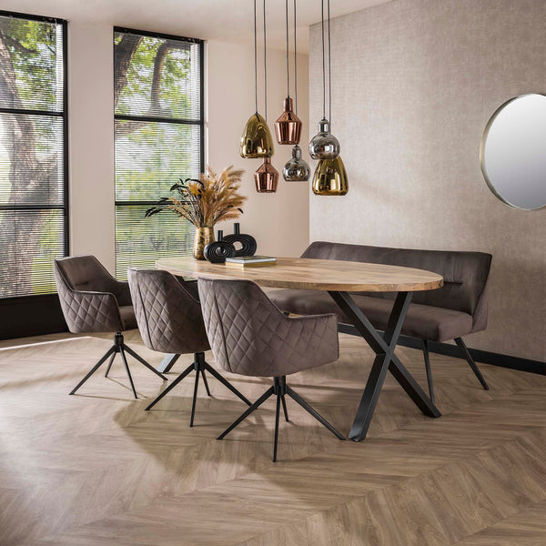 Eetkamerbank Pull velours - 188 cm - leverbaar in 2 kleuren