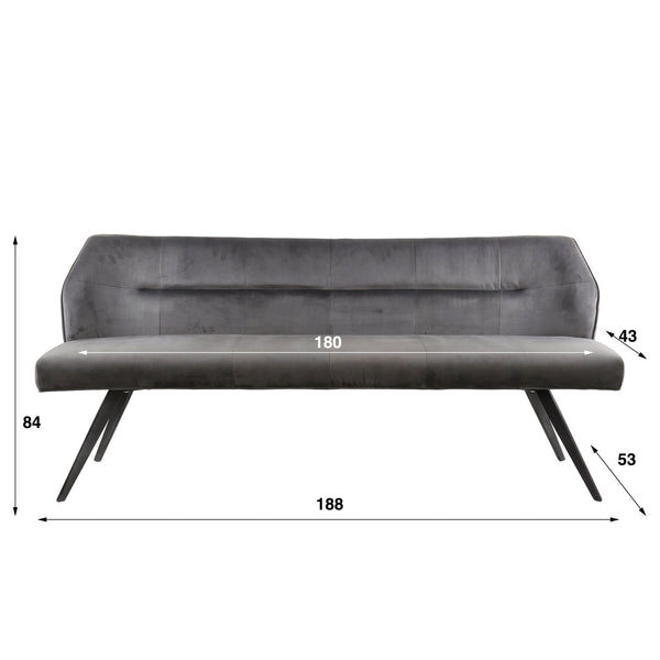Eetkamerbank Pull velours - 188 cm - leverbaar in 2 kleuren