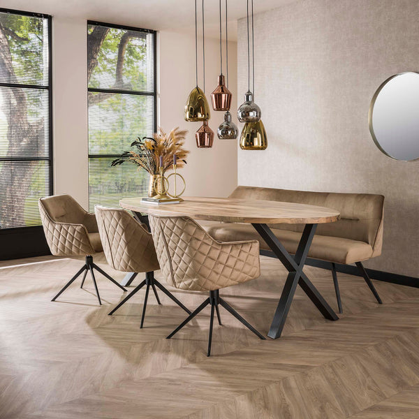 Eetkamerbank Pull velours - 188 cm - leverbaar in 2 kleuren