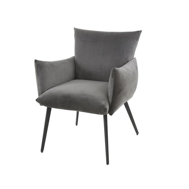 Eetkamerfauteuil/stoel lobby met armleuning - Antraciet velours (Magazijn sale)