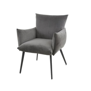 Eetkamerfauteuil/stoel lobby met armleuning - Antraciet velours (Magazijn sale)