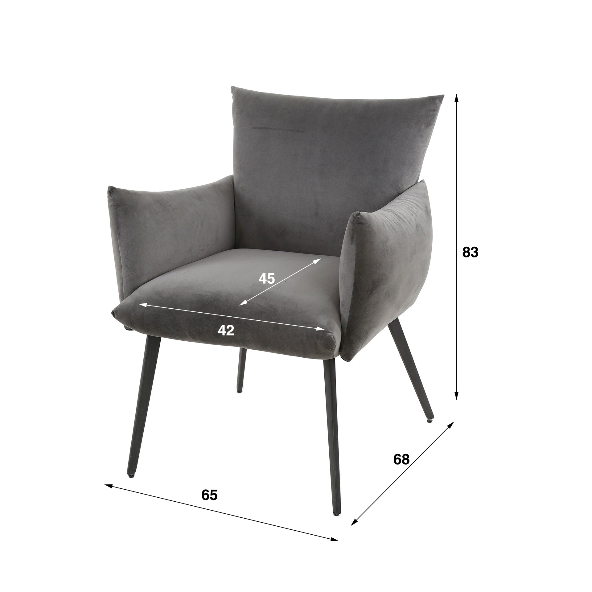 Eetkamerfauteuil/stoel Lobby Velours stof met armleuning - leverbaar in 4 kleuren