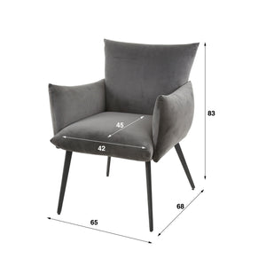 Eetkamerfauteuil/stoel Lobby Velours stof met armleuning - leverbaar in 4 kleuren