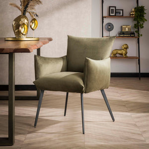 Eetkamerfauteuil/stoel Lobby Velours stof met armleuning - leverbaar in 4 kleuren
