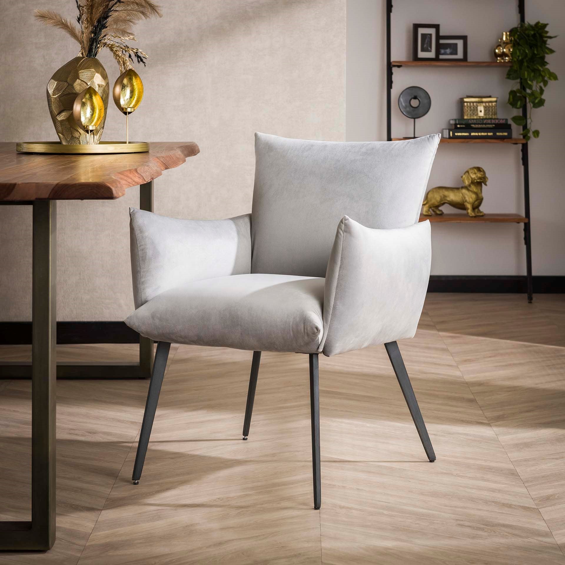 Eetkamerfauteuil/stoel Lobby Velours stof met armleuning - leverbaar in 4 kleuren