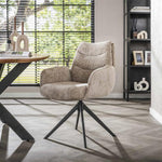 Armstoel lounge met draaifunctie.  Rich zandkleur stof