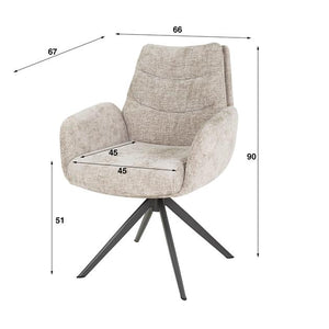 Armstoel lounge met draaifunctie.  Rich zandkleur stof