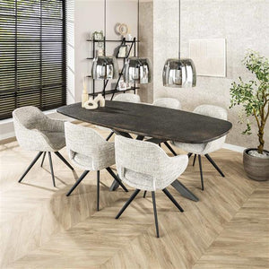 Armstoel spring draaibaar. Eagle stof gebroken wit