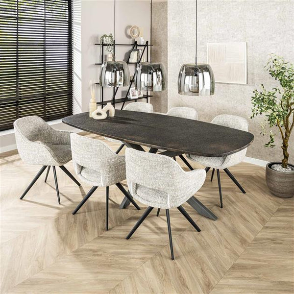 Armstoel spring draaibaar. Eagle stof gebroken wit