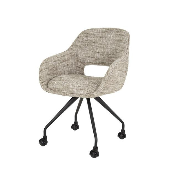 Armstoel spring wieltjes Eagle stof zandkleur