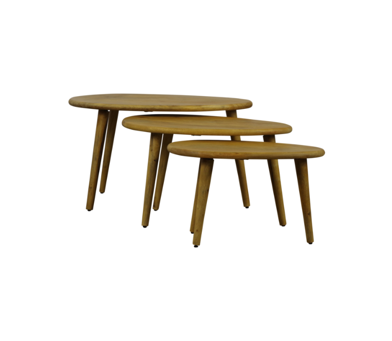 Salontafel set mangohout organisch 3 delig 70,60,50 cm (Magazijn sale)