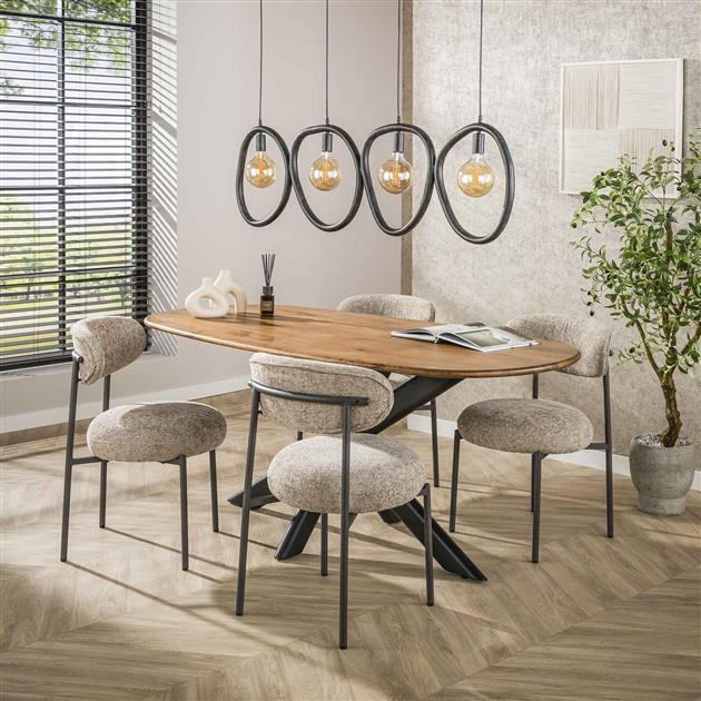 Hanglamp 4 lichts organic steel / Artic zwart