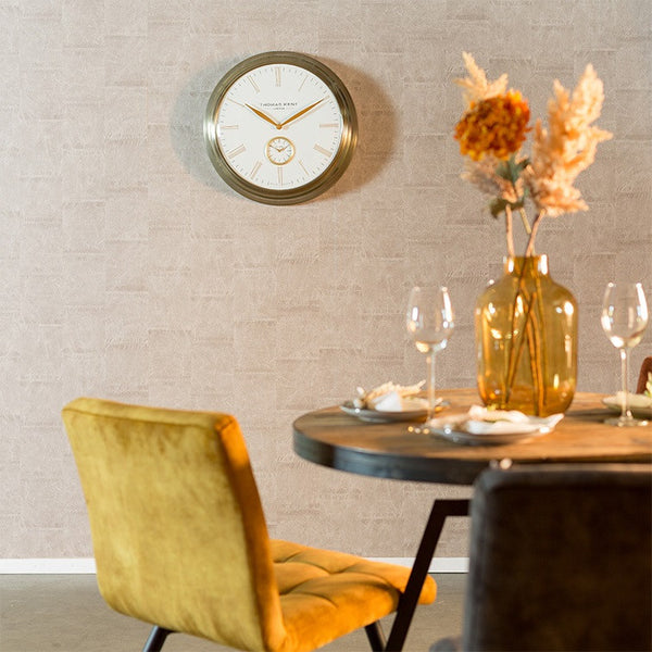 Thomas Kent wandklok "Timekeeper" rond Wit/Goud  - Ø71 CM