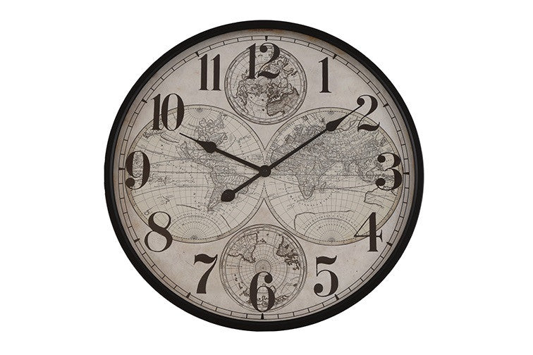 Ronde Wandklok Countryfield "World''  wit/zwart Ø 60 cm
