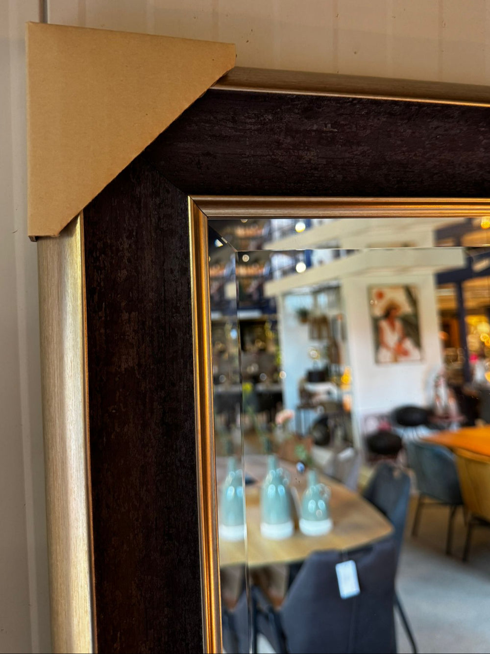 Luxe spiegel Antraciet/goud 70x85 cm facet geslepen  (magazijn opruiming)