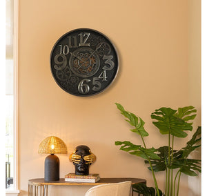 Grote radarklok Hora rond zwart/goud Countryfield XXL Ø100 cm (NIEUW)