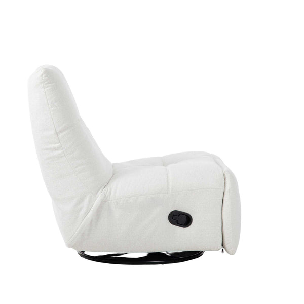 Relaxfauteuil Izzy handmatig & draaibaar met unieke schommelstand - Witte stof (Off white)