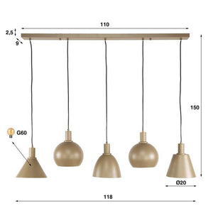 Hanglamp Metallo 5-lichts / Beige