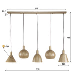 Hanglamp Metallo 5-lichts / Beige