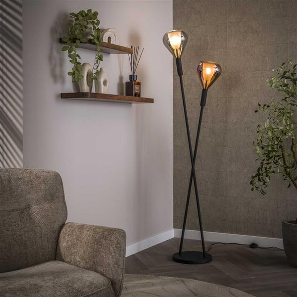Vloerlamp Wings 2-lichts / Zwart