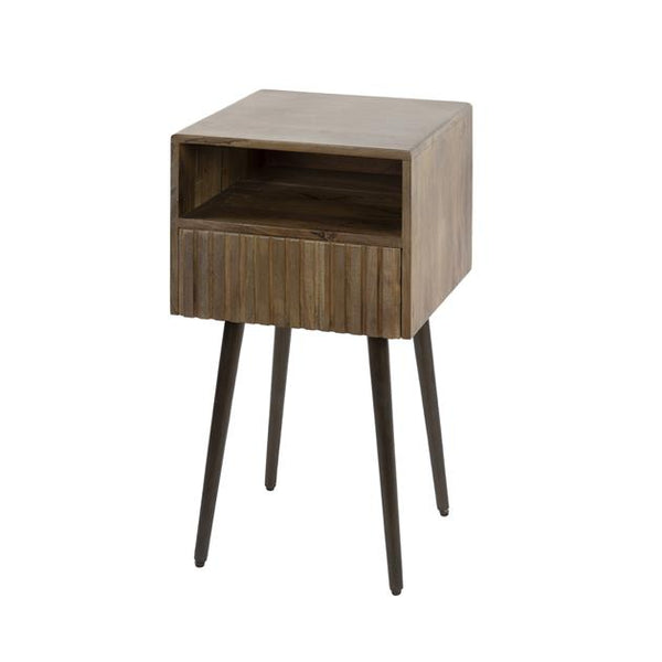 Nachtkastje Carve 1 lade  / Massief acacia drift brown