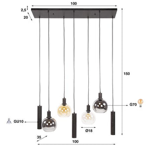 Hanglamp Sfera Tricolore 4+3-lichts / Artic zwart