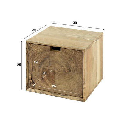 Nachtkastje 1L block zwevend / Massief acacia naturel van Idéco Design, foto 6
