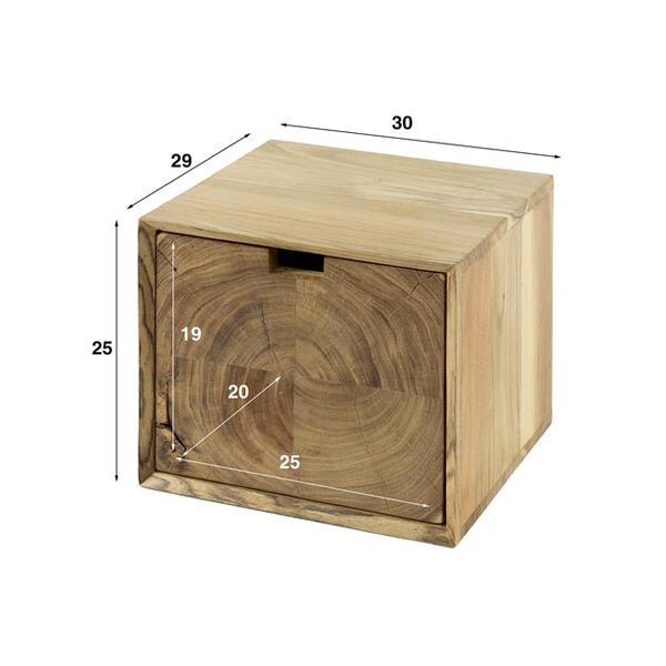 Nachtkastje 1L block zwevend / Massief acacia naturel (Magazijn sale)