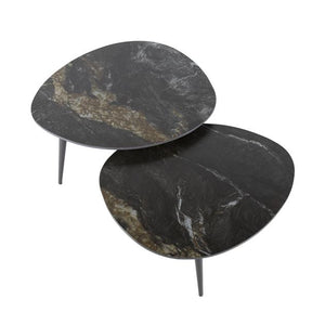 Salontafel set van 2 stuks organisch fossil / Ceramic fossil black