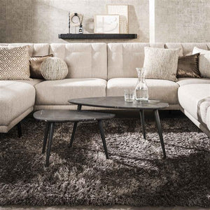 Salontafel set van 2 stuks pear shaped organisch / 3D zwart bruin